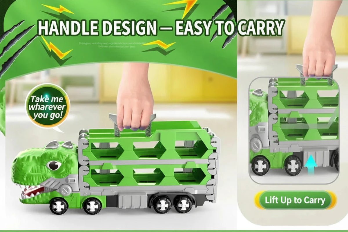 Transforming Dinosaur Toy Truck with Folding Track