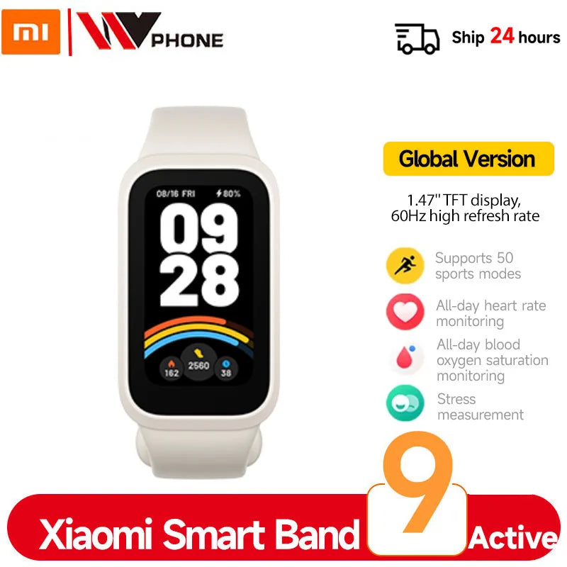 Global Version Smart Band 9 Active – 1.47" TFT Display, 18-Day Battery Life, Fitness & Health Tracker