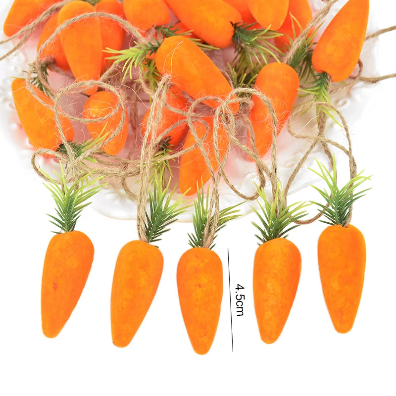 10pcs Easter Carrots Ornament Decorations For Home DIY Foam Carrot Hanging Pendant Spring Easter Party Supplies Kids Toys Gift