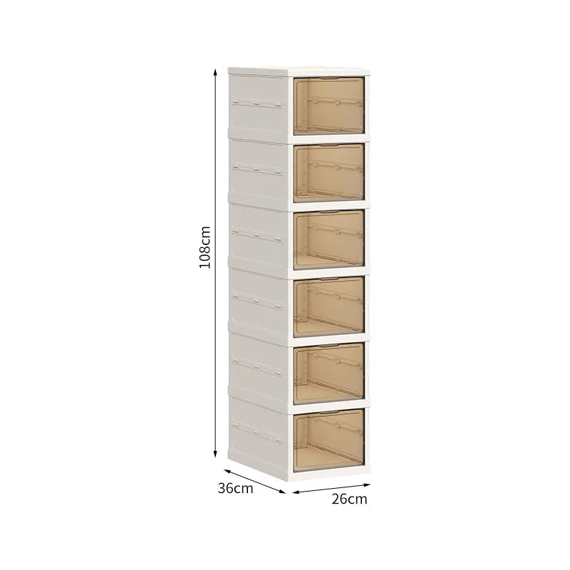 Foldable Shoe Storage Cabinet with Transparent Doors