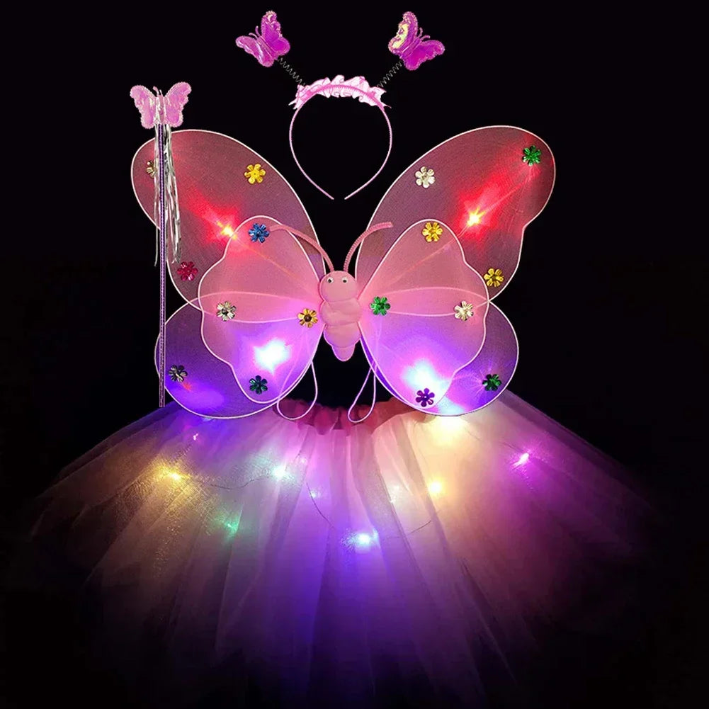 LED Glowing Butterfly Wings Costume Set for Girls