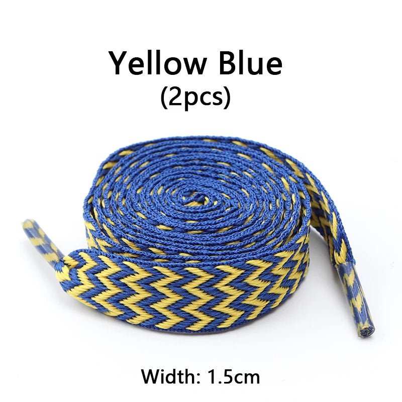 Flat Wavy Shoelaces for Sneakers – Trendy Wide Replacement Shoe Laces for Casual, Sport & Streetwear Shoes (1.5cm / 2cm / 3cm Widths)