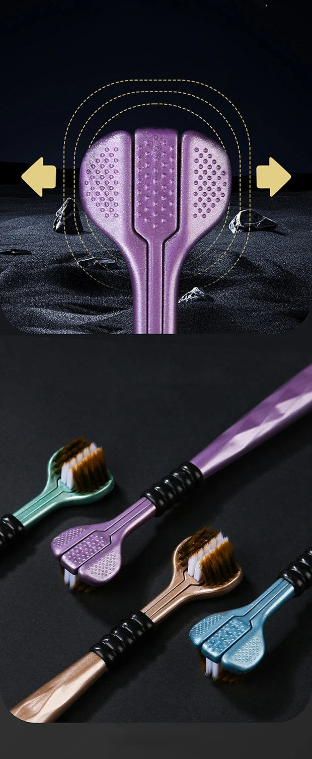 Three-Sided Soft Bristle Toothbrush (1PC / 2PCS / 4PCS) – Advanced Adult Oral Care for Gentle Cleaning & Gum Protection