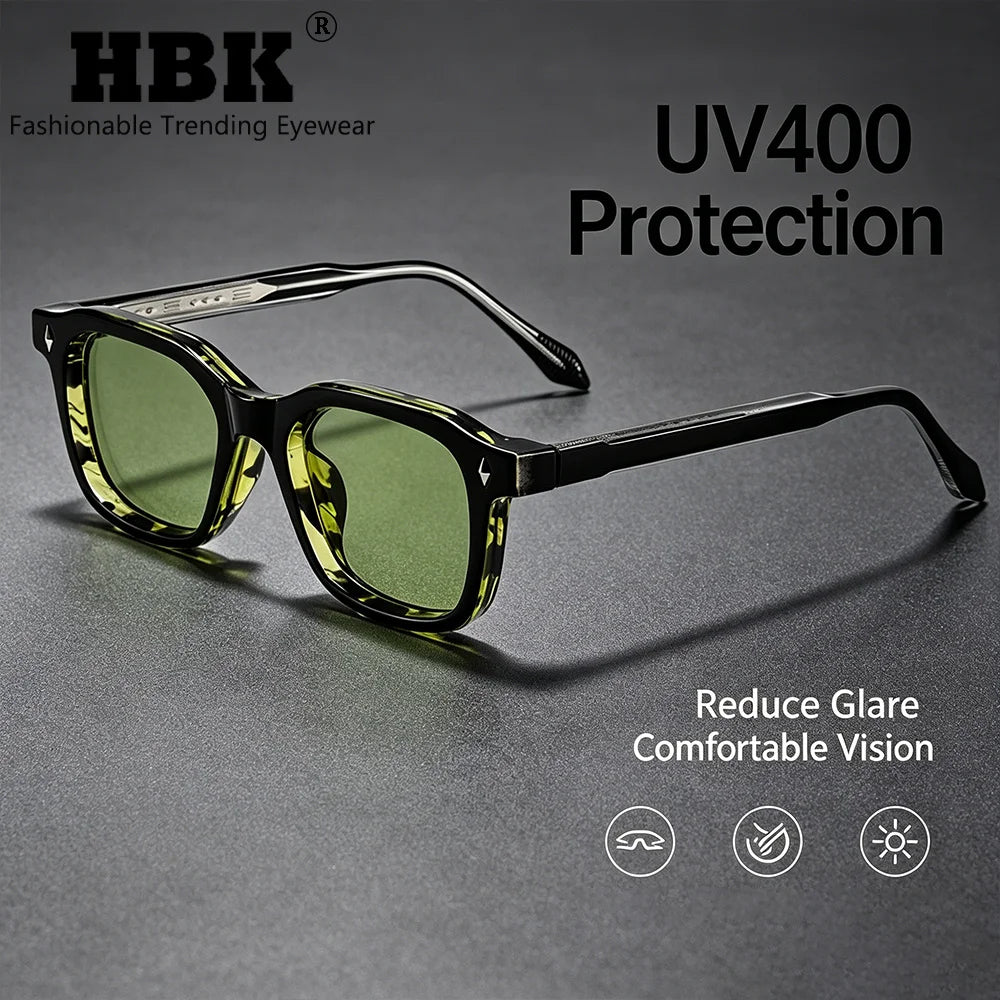 Square UV400 Sunglasses with Vintage Temple Tips — Unisex Fashion Eyewear