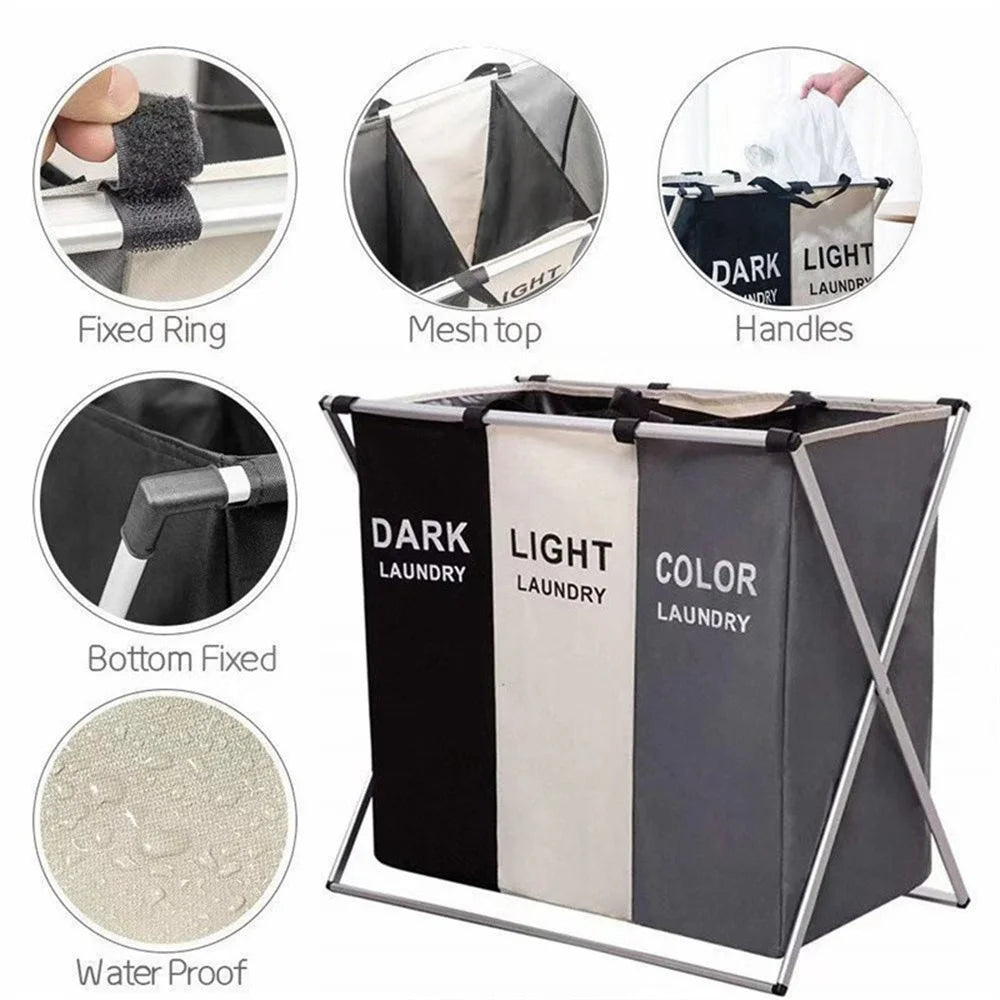 Foldable Laundry Basket, Waterproof Oxford Storage Bag, Portable Clothes Organizer