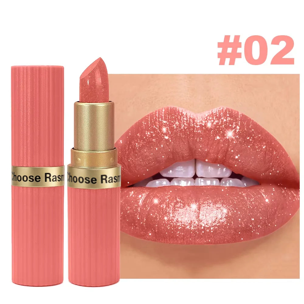 Pearlescent Velvet Lipstick – Long-Lasting Metallic Shimmer Finish, Waterproof Makeup