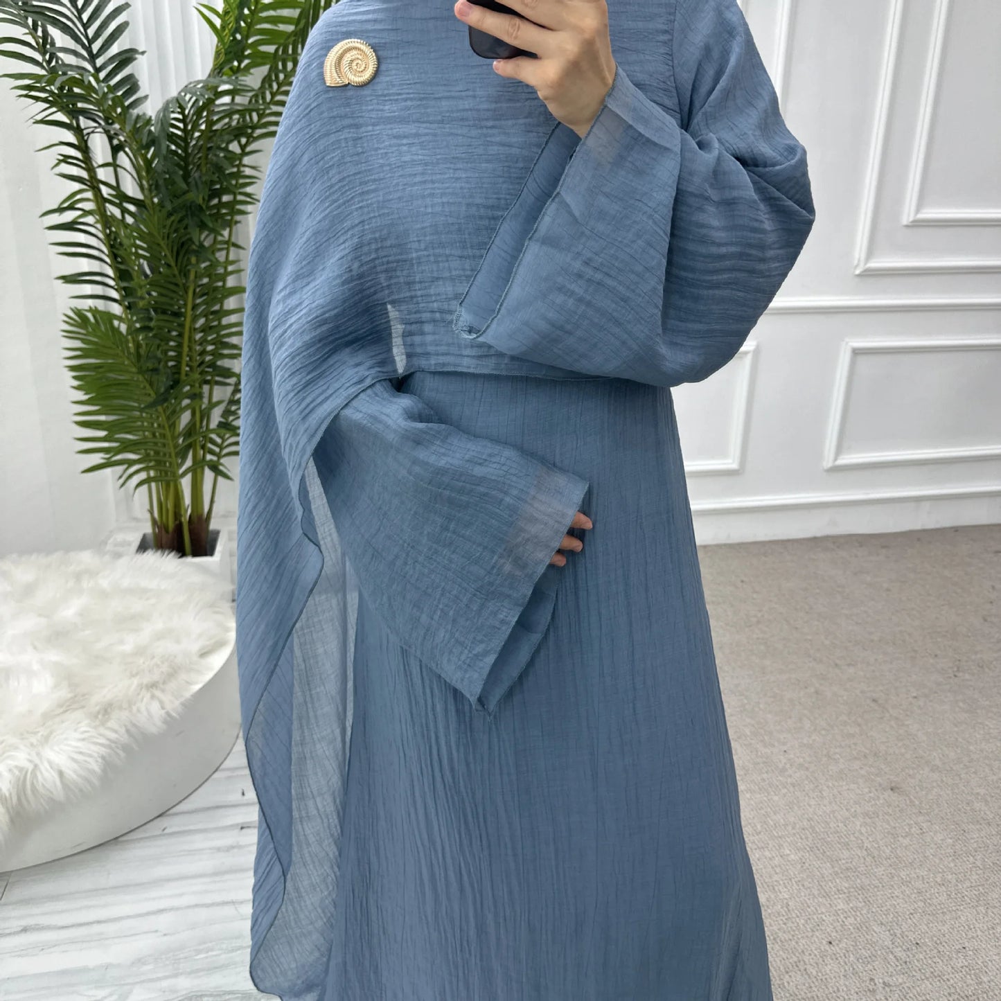 Women’s Two-Piece Modest Cardigan Set – Elegant Middle East Islamic Abaya Dress for Ramadan & Eid