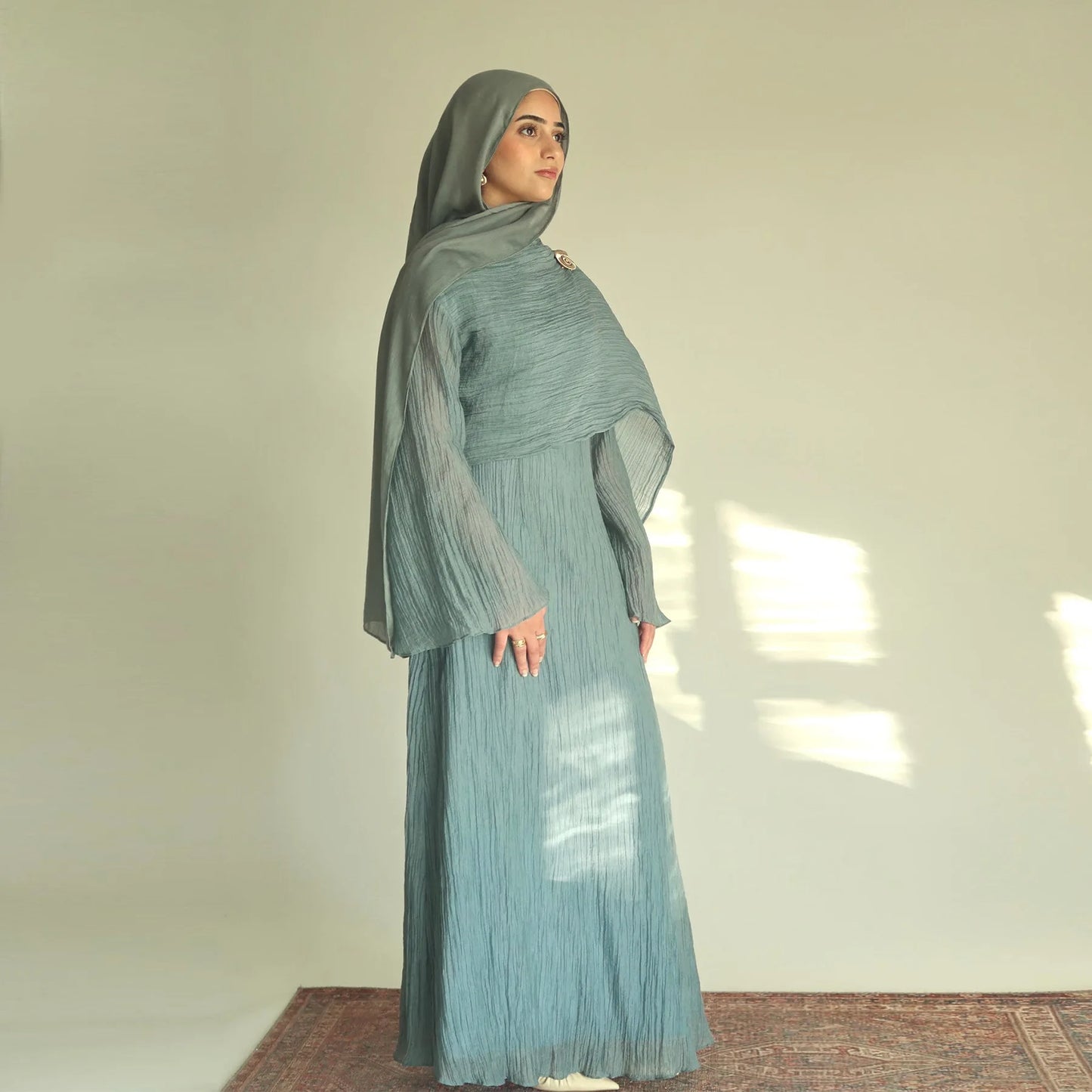 Women’s Two-Piece Modest Cardigan Set – Elegant Middle East Islamic Abaya Dress for Ramadan & Eid