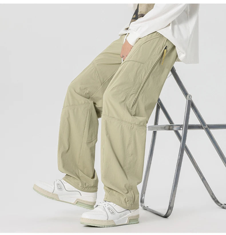 Men’s Casual Pants Loose Fit Straight Leg – Water-Resistant Everyday Trousers Spring Fashion