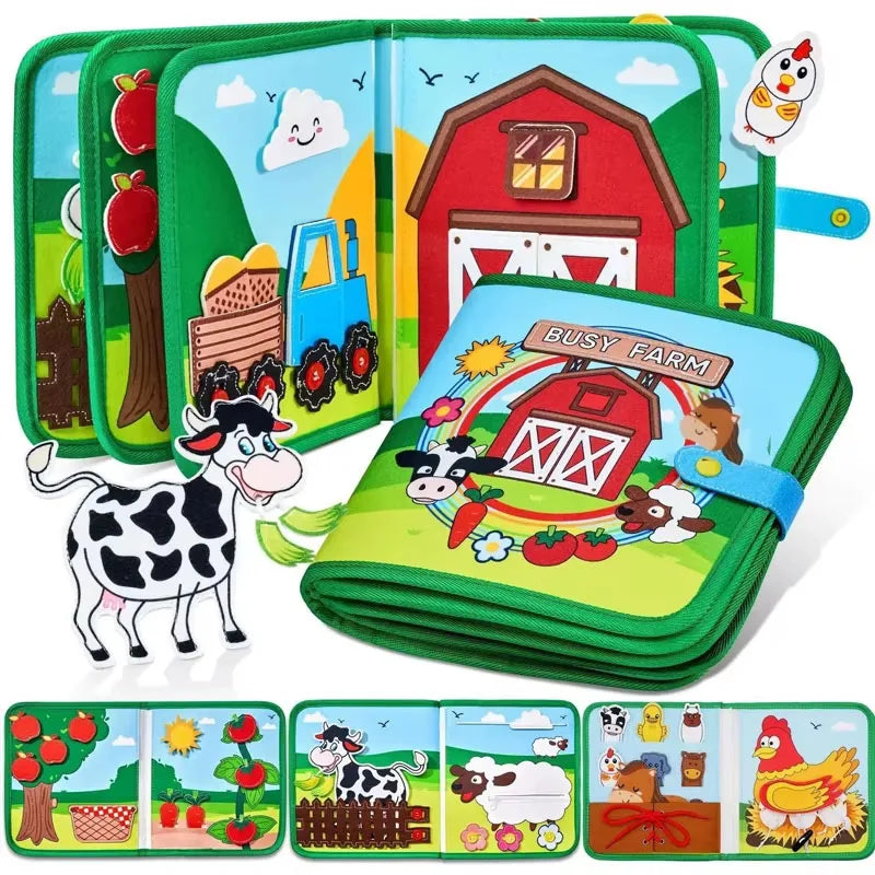 Montessori Busy Book for Toddlers – Farm Animal Activities, Fine Motor Skills, Early Learning Toy