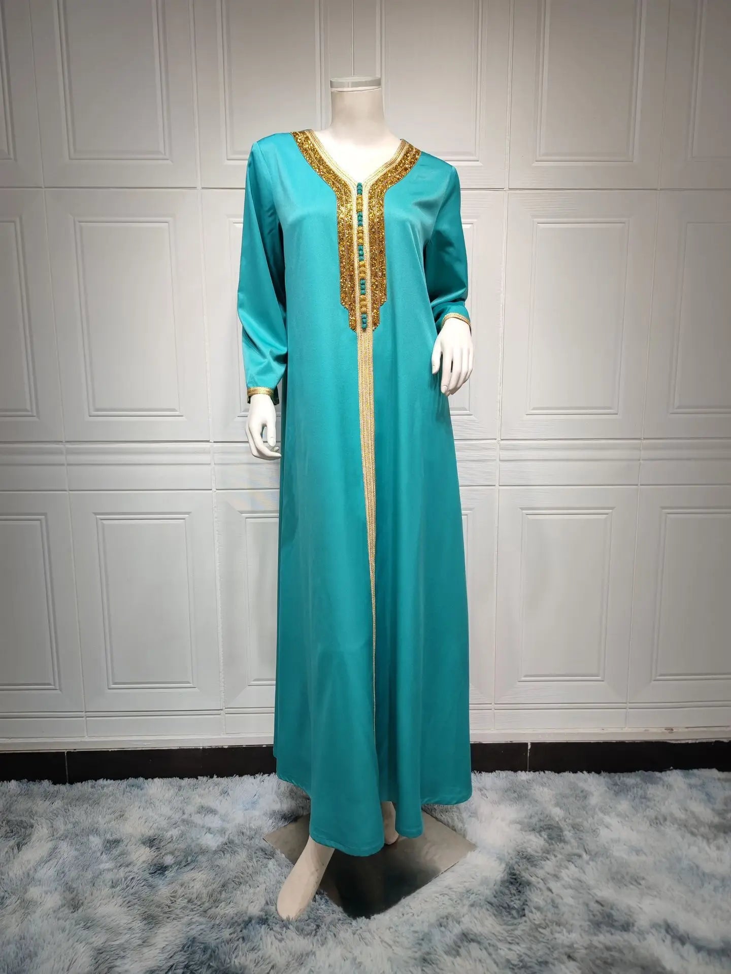 2026 Women’s Two-Piece Dress Set – Modest Islamic Long Maxi Dress, Elegant Rhinestone Embellished Outfit, Luxury Muslim Fashion for Party, Evening & Casual Wear