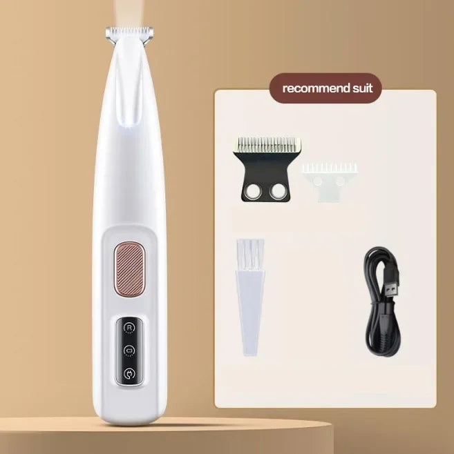 Dog Paw Trimmer with LED Light – Fully Waterproof Pet Grooming Clipper