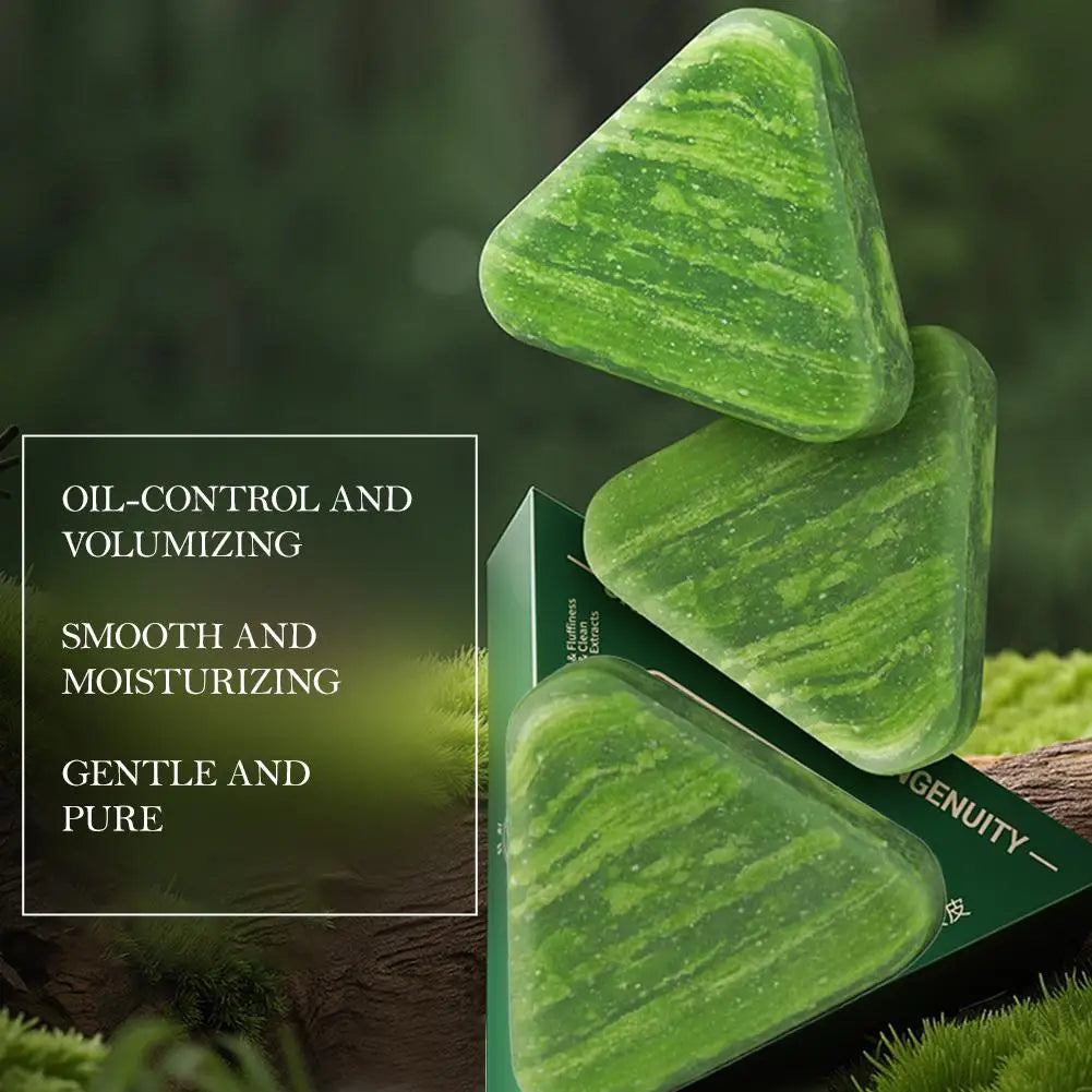 Usman Herbal Grass Shampoo Soap Bar – Cypress Leaf & Polygonatum Extracts, Refreshing Cleanse, Oil Control & Itch Relief, 120g