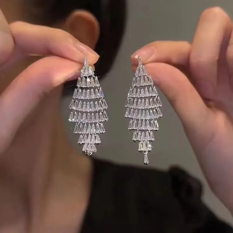 Gorgeous Geometric Drop Earrings for Women with Cubic Zirconia – Luxury Wedding & Party Jewelry