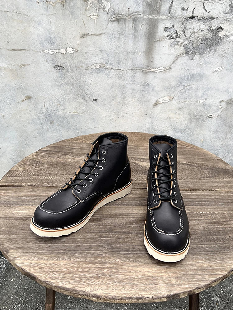 Men’s Leather Work Boots – Durable Full-Grain Leather with Goodyear-Welt Construction