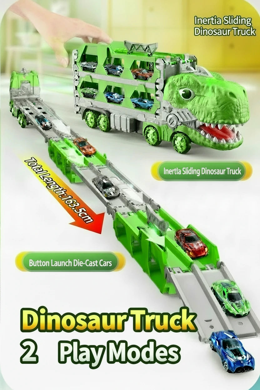 Transforming Dinosaur Toy Truck with Folding Track