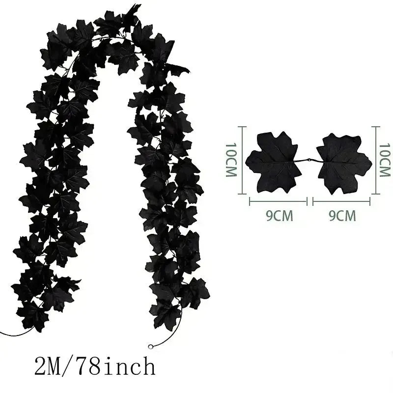 2M Artificial Maple Leaf Garland – Fall Faux Vine for Autumn Decor, Thanksgiving, Halloween, Weddings & Seasonal Home Decoration