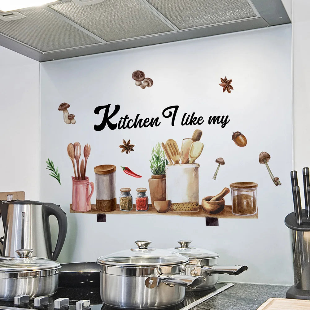 30*60cm Cartoon Pattern Wall Stickers DIY Cafe Restaurant Living Room Home Decoration Self-adhesive Kitchen Decorative Stickers