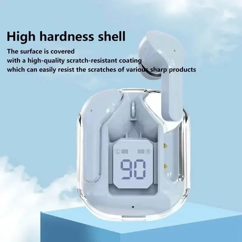 T2 Bluetooth 5.0 Wireless Earbuds, HiFi Stereo Sound, Transparent Case, LED Power Display Headphones