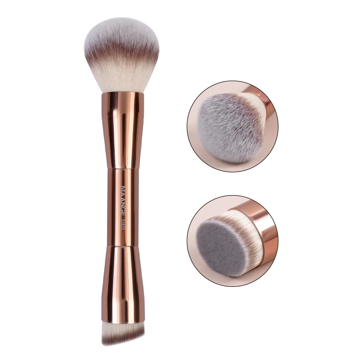 Double-Ended Makeup Brush – Foundation, Powder, Concealer, Blusher & Bronzer Brush | Soft Fiber Hair Beauty Tool
