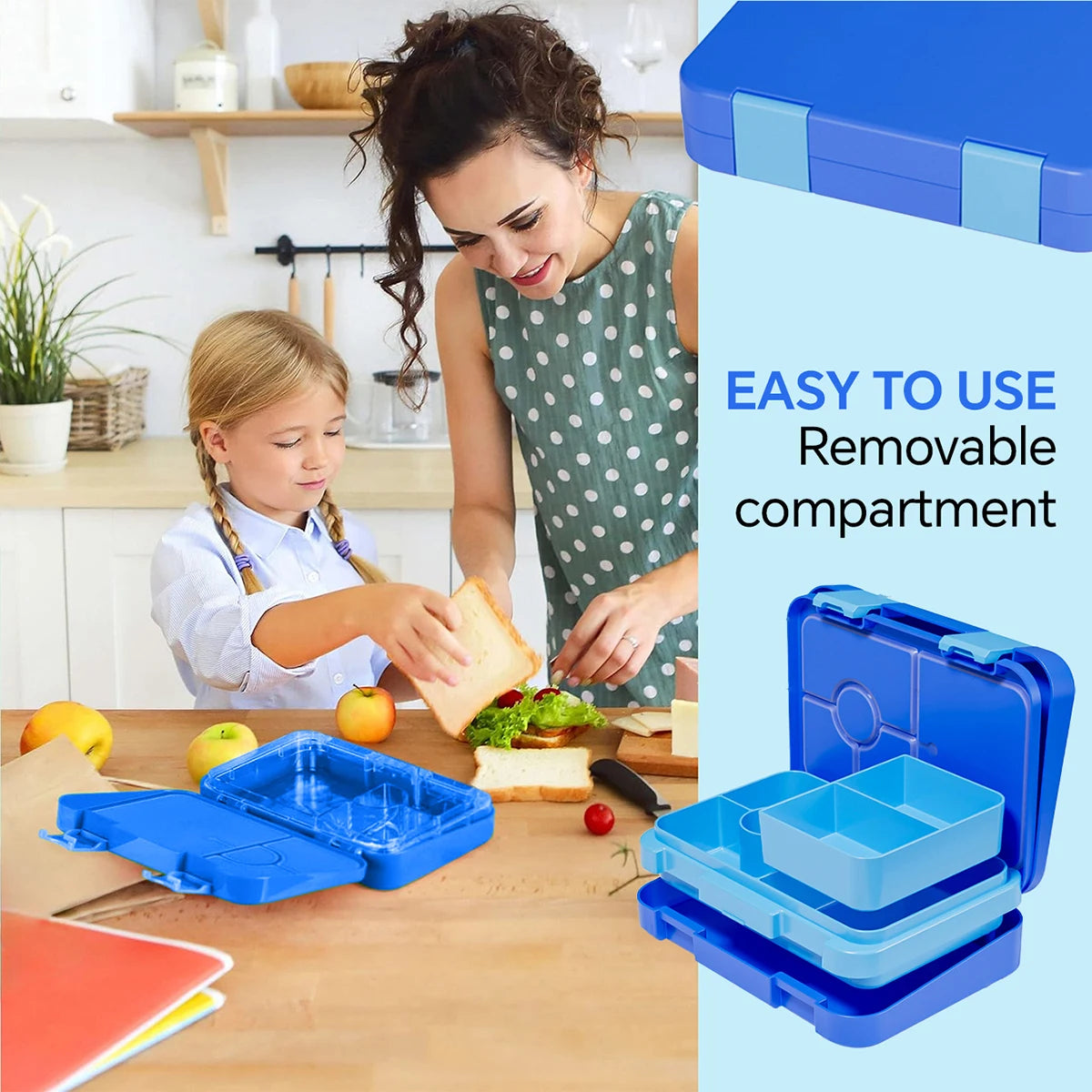 Cartoon Printed Microwavable Bento Lunch Box with 5 Compartments
