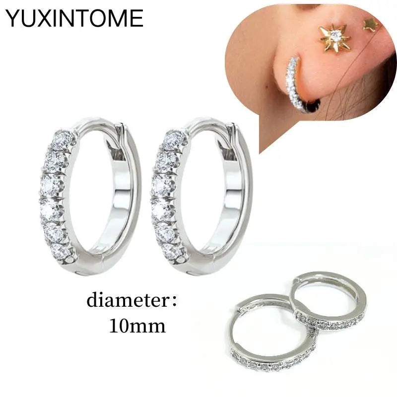 925 Sterling Silver Multi-Turn Hoop Earrings with White Zircon, Fashion Punk Jewelry for Women