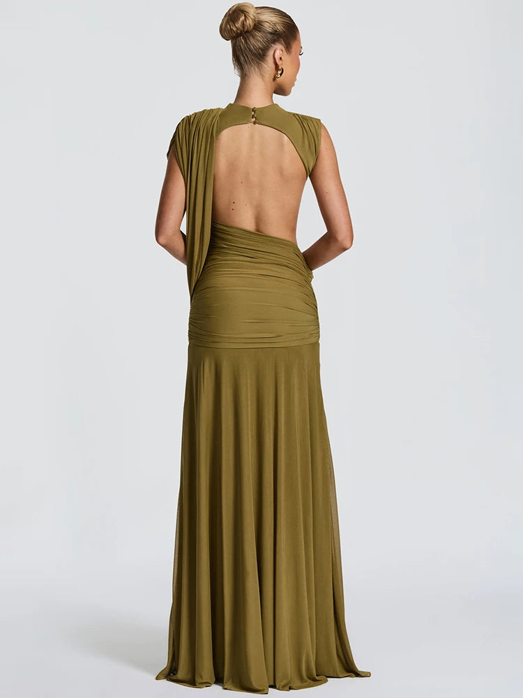 Mozision High Neck Backless Mermaid Maxi Dress