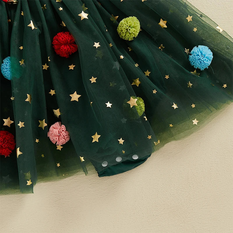 Infant Girl Christmas Romper – Princess Style Jumpsuit with Bells & Matching Headband