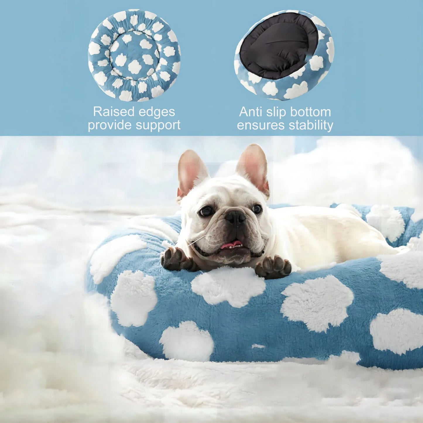 Washable Orthopedic Dog Bed for Small Dogs, Soft Plush Pet Sofa, Cozy Puppy Bed with Non-Slip Bottom