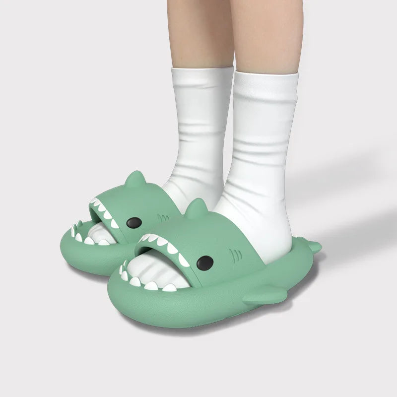 Thick-Sole Shark Slippers — EVA Slide Sandals