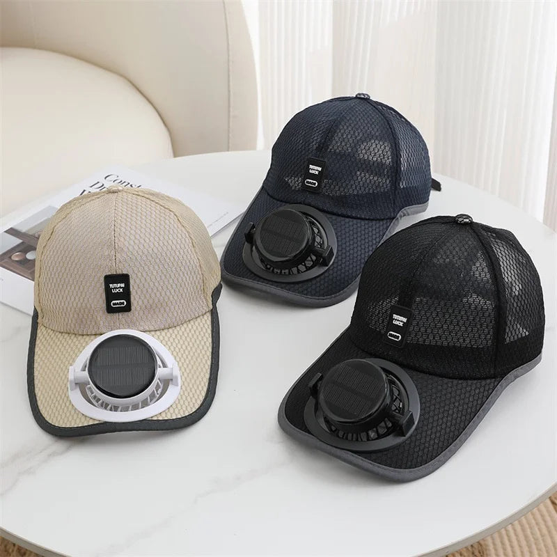 Solar Fan Baseball Cap with USB Charging — Unisex Outdoor Hat