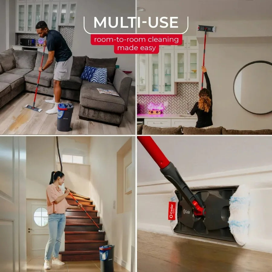 O-Cedar H2pro Flat Mop System – Dual-Tank Design Separates Clean & Dirty Water, Compact Cleaning Mop