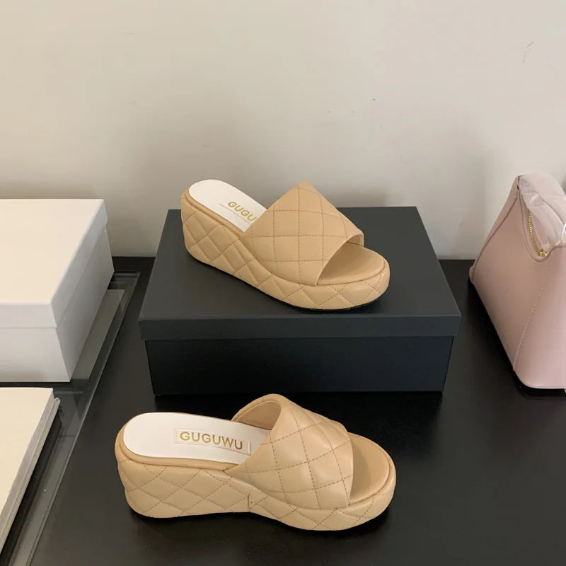 Women's Wedge Heel Slippers – Casual Summer Platform Sandals