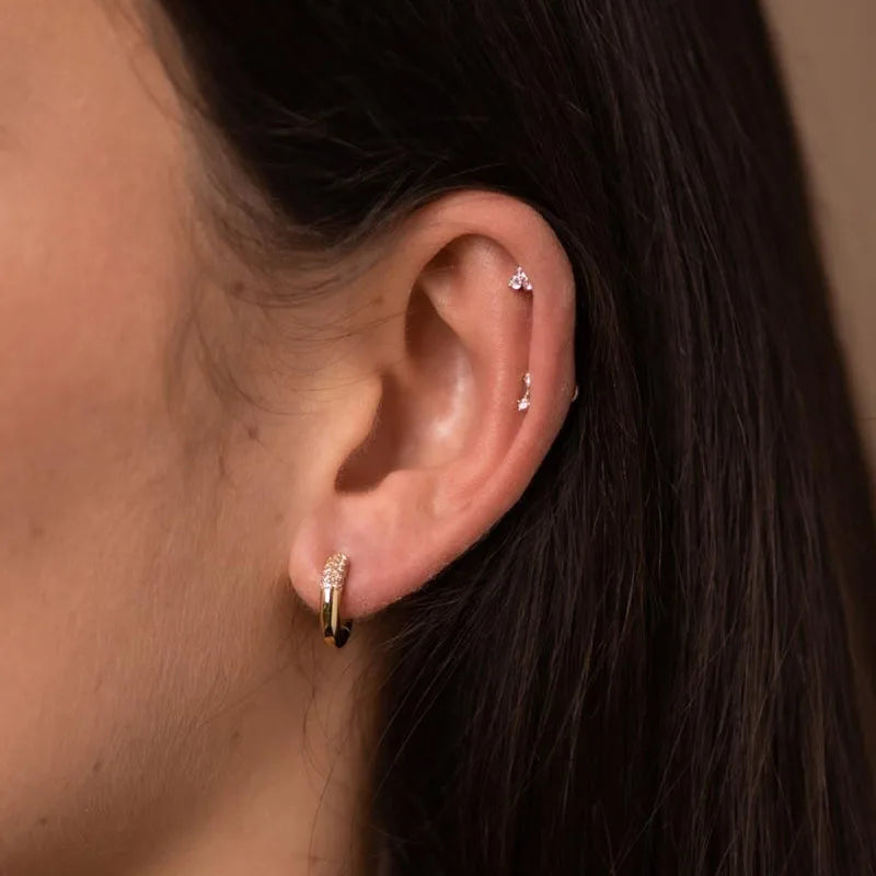 925 Sterling Silver Multi-Turn Hoop Earrings with White Zircon, Fashion Punk Jewelry for Women