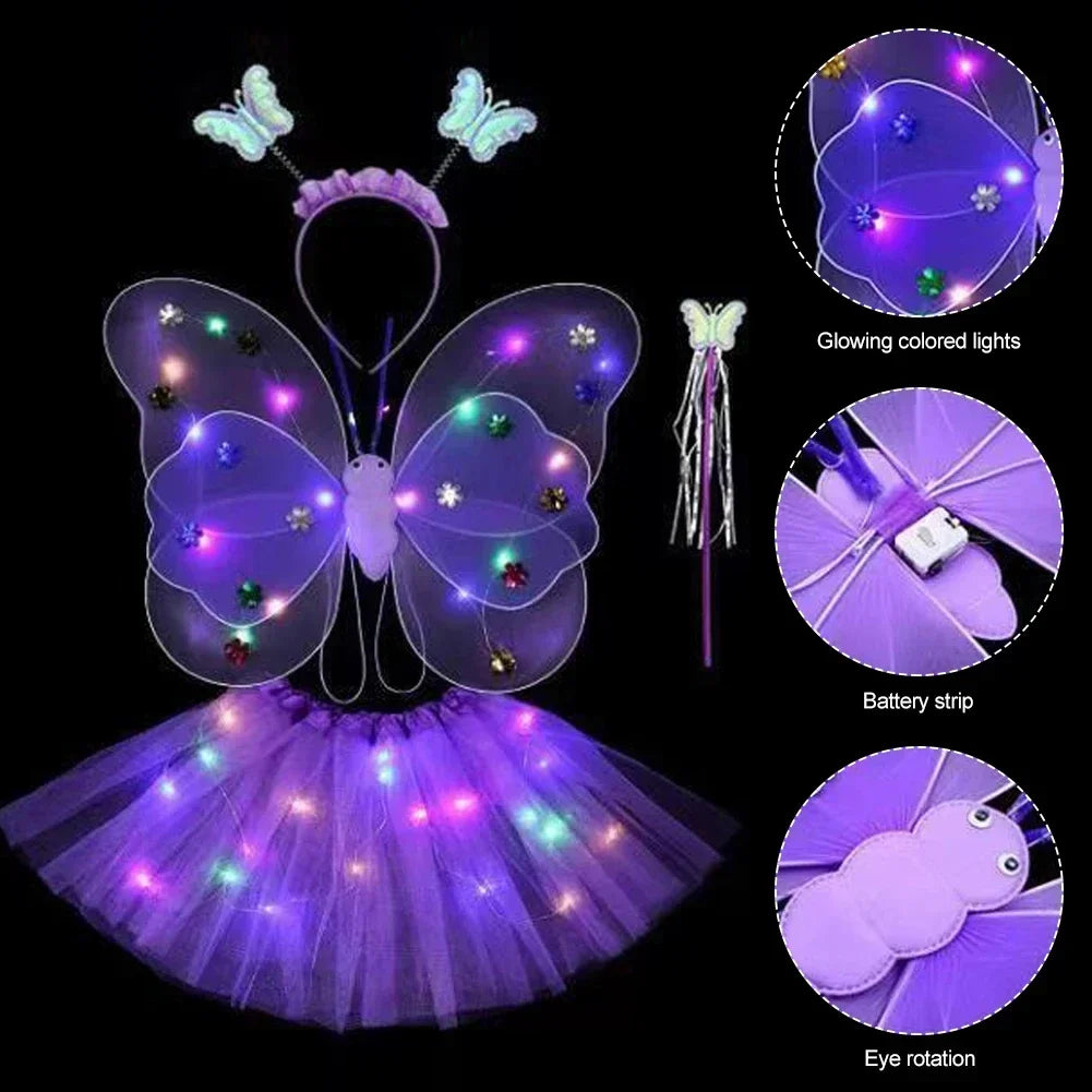 LED Glowing Butterfly Wings Costume Set for Girls