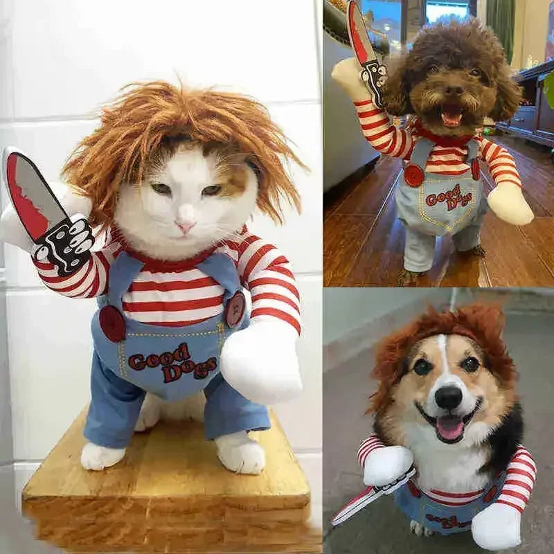 Halloween Stuffed-Body Pet Costume with Wig Hat
