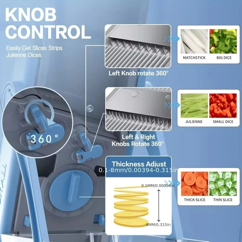 Adjustable Vegetable Slicer with Julienne and Dicing Modes