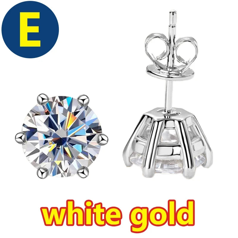 Moissanite Stud Earrings – S925 Sterling Silver Unisex Studs (1–2 CT Options)