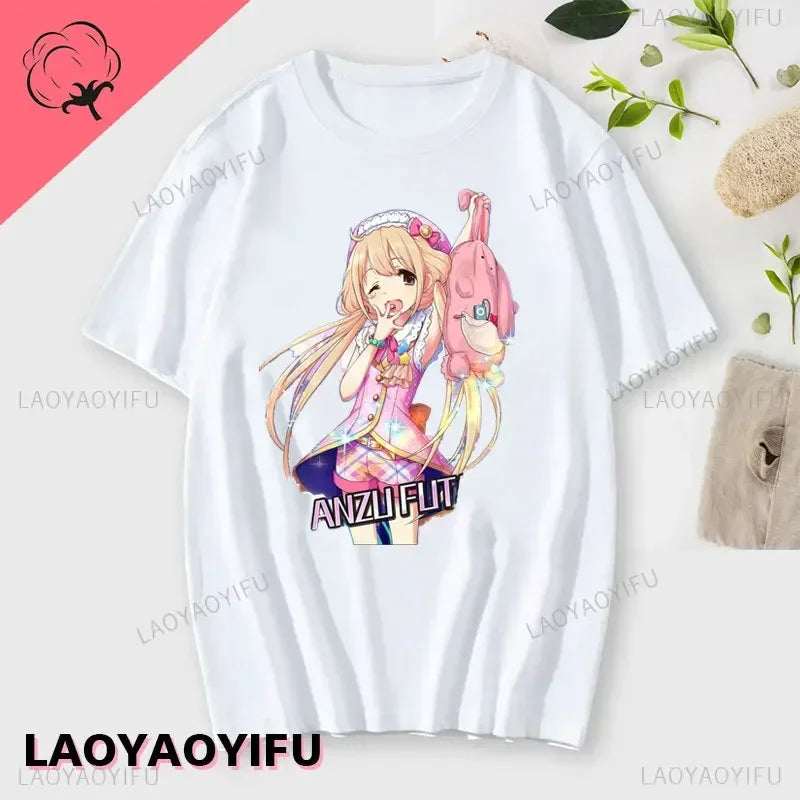 Anzu Futaba Version T-Shirt 2025 New Kawaii Anime Cotton T-shirt Tees for Men Funny cartoon Otaku T-shirt