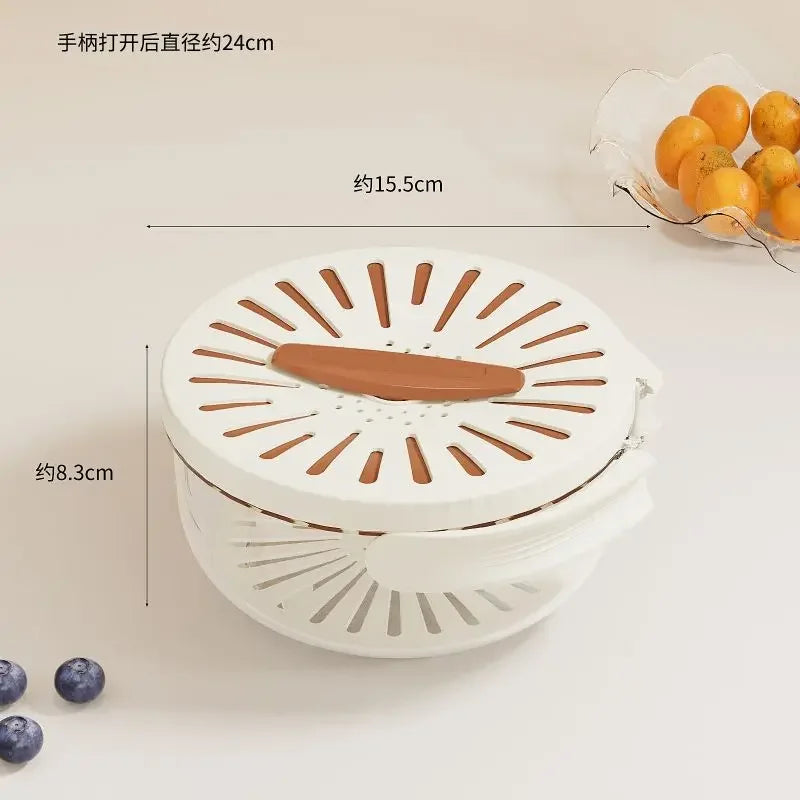 Multi-Use Fruit & Vegetable Drain Basket – Folding Handle Storage & Dehydrating Box