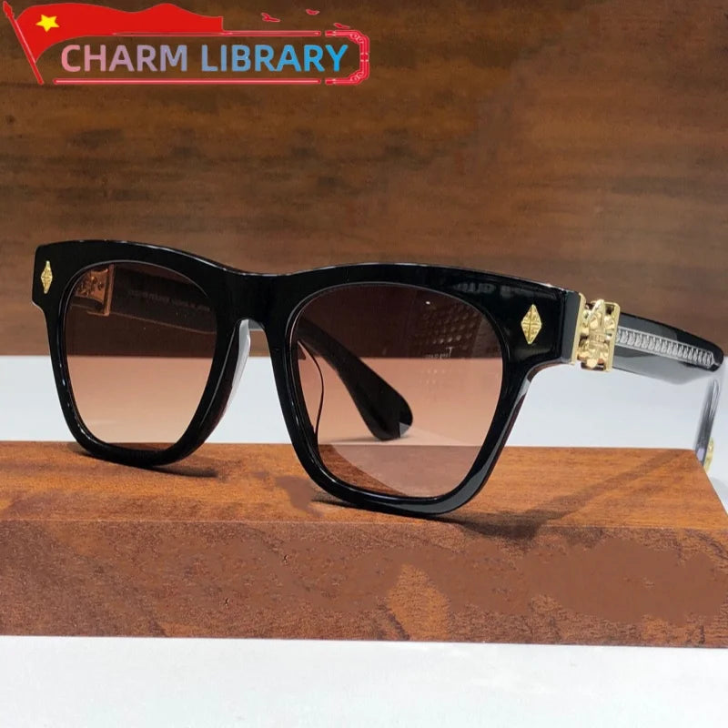 Charm Library Acetate Rectangle Sunglasses — UV400 Retro Style for Women