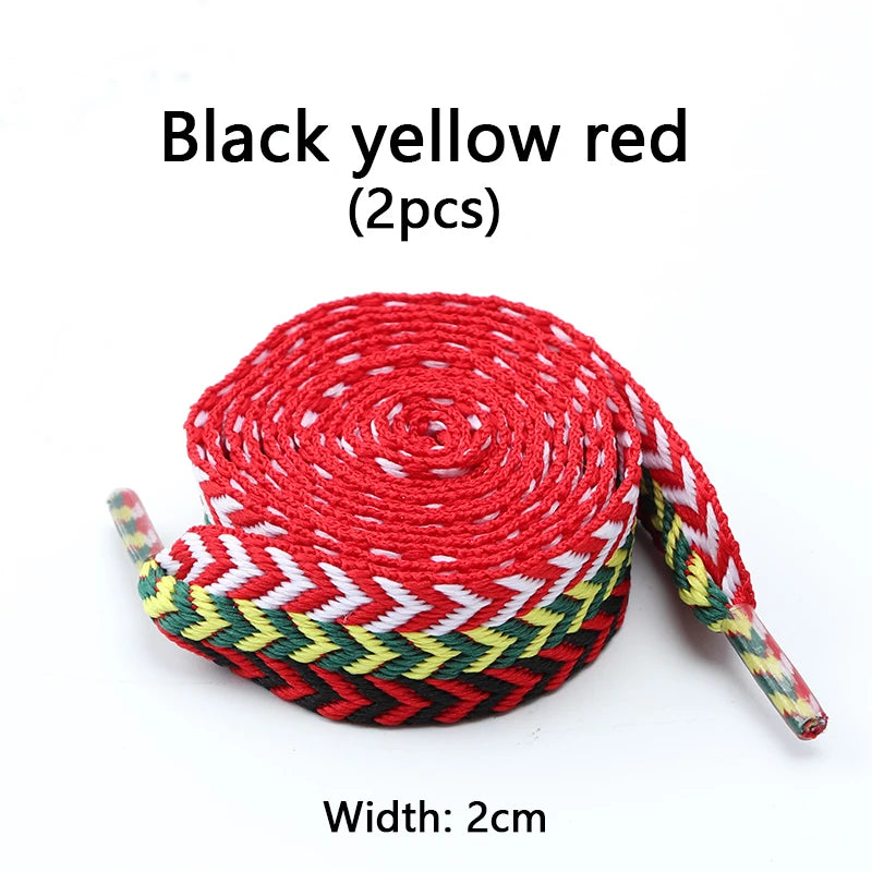 Flat Wavy Shoelaces for Sneakers – Trendy Wide Replacement Shoe Laces for Casual, Sport & Streetwear Shoes (1.5cm / 2cm / 3cm Widths)