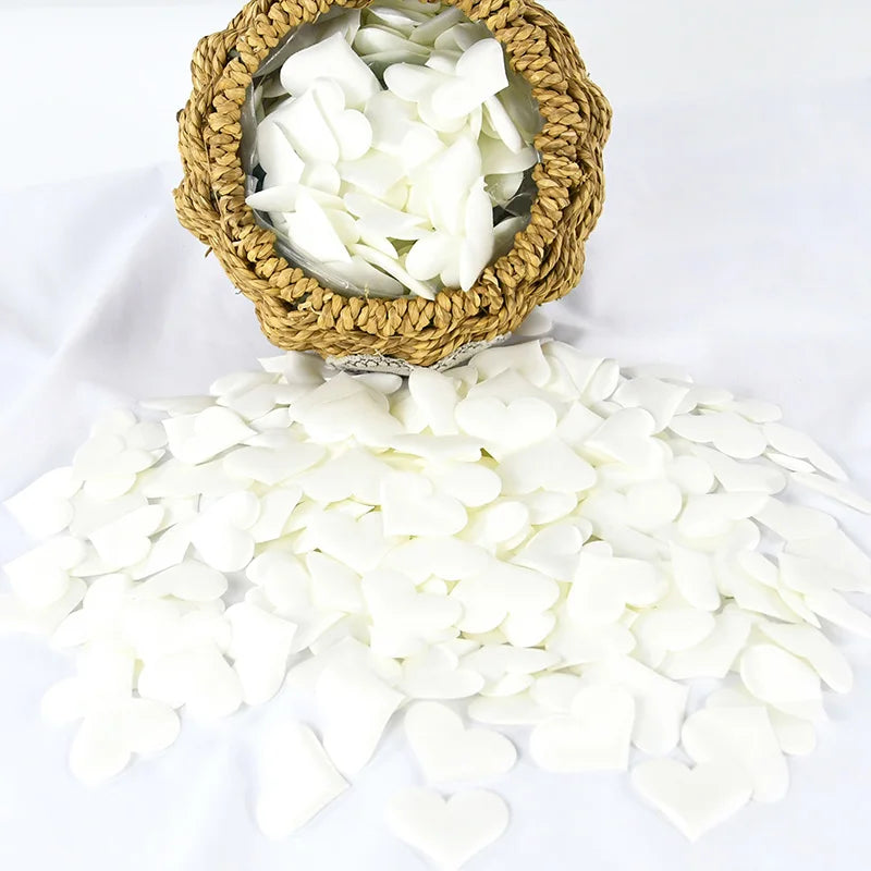 100/200 pcs Artificial Love Heart Petals – Satin & Sponge Confetti for Valentine’s Day, Wedding, Party, Table and Bed Decorations