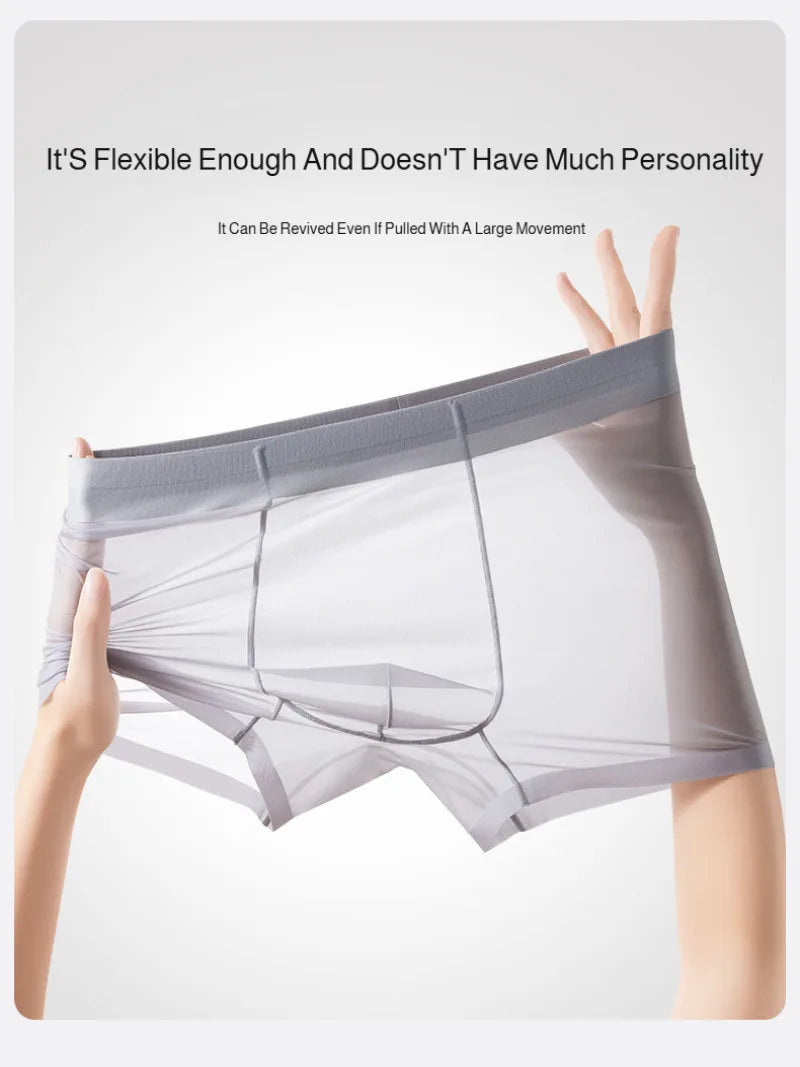 Men’s Ice Silk Seamless Boxer Briefs – Lightweight, Breathable, Comfortable Summer Underwear