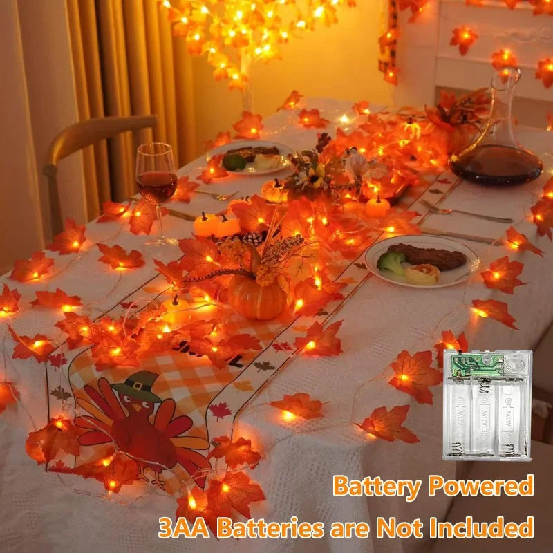 2/3M LED Maple Leaf String Lights – Christmas, Halloween & New Year Decoration
Artificial Maple Leaf Garland with LED Lights – Perfect for Home, Party, DIY Decor & Seasonal Events