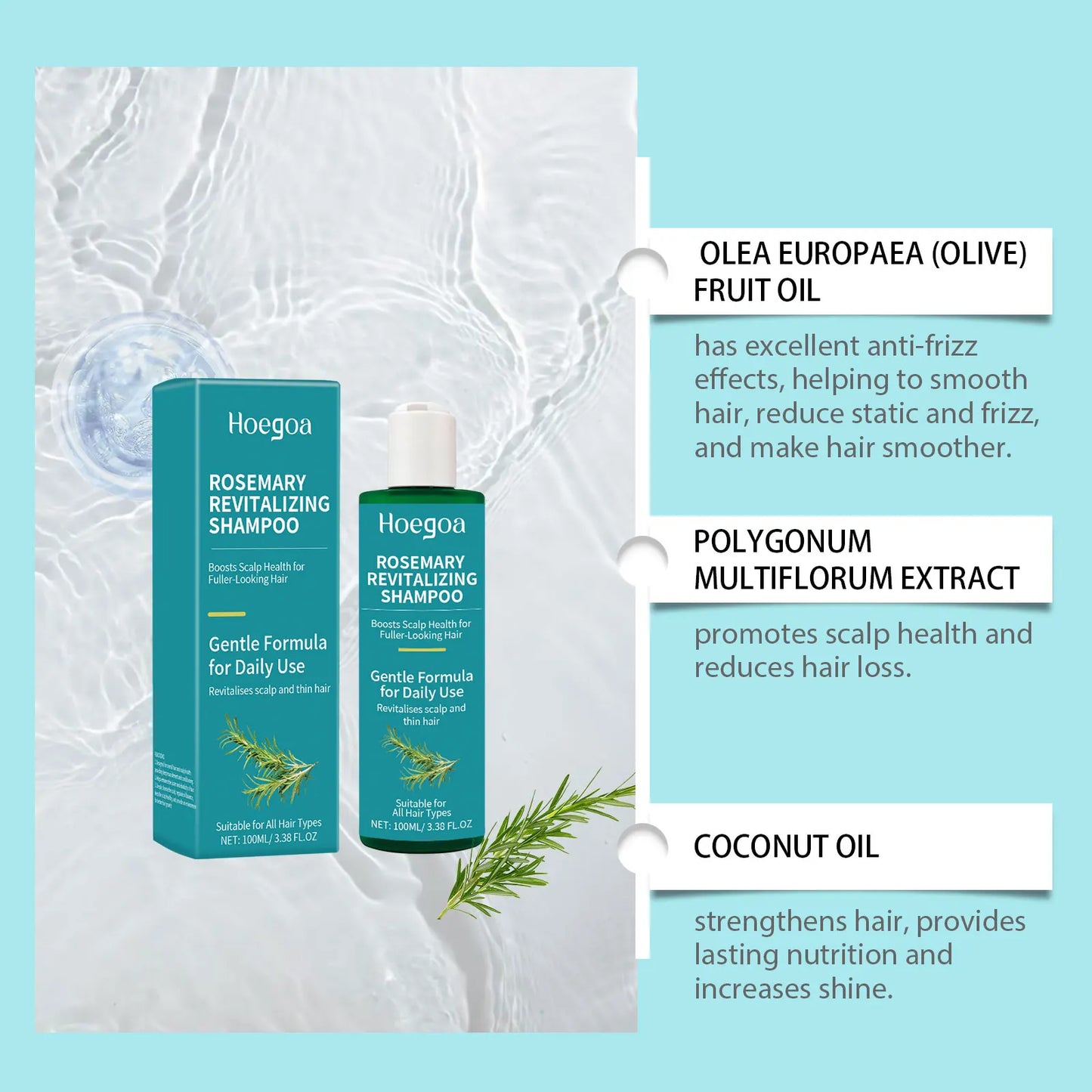 Rosemary Hair Care Set – Shampoo, Conditioner & Serum for Nourishing, Strengthening Hair and Smoothing Dry, Frizzy Hair