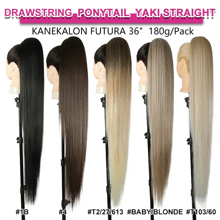 36-Inch Synthetic Drawstring Ponytail Hair Extension – Ombre Blonde, Women’s Hairpiece