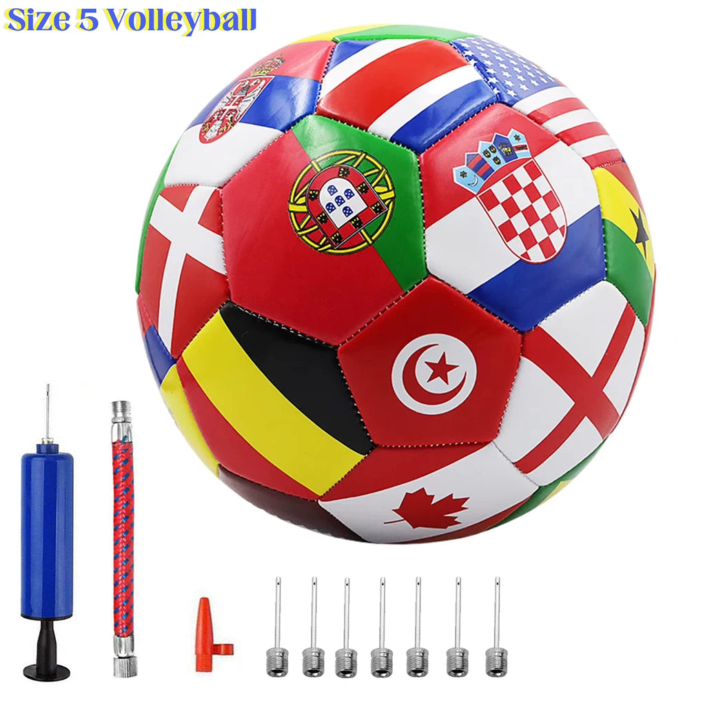 Official Size 5 Flag Print Soccer Ball – Durable PVC Football for Training, Match Play & Outdoor Games