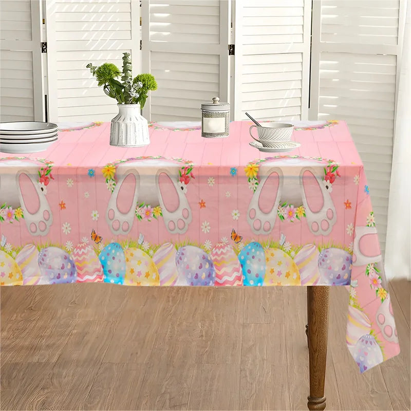 Easter Bunny Tablecloth Happy Easter Decoration For Home 2025 Easter Rabbit Eggs Easter Spring Themed Party Supplies Decoration