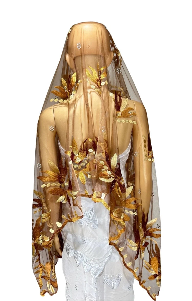 Women's Embroidered Voile Hijab Scarf